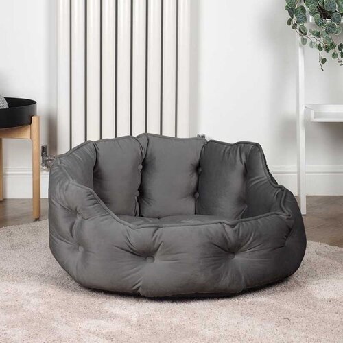 Button-Tufted Bed Slate Med - image 1