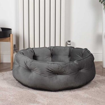 Button Tufted Donut Bed Slate 50x50cm - image 1