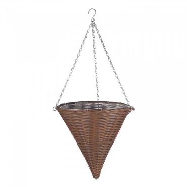 Chestnut Faux Rattan Cone 14" - image 1