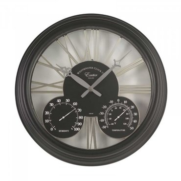 Clock & Thermometer 15" Exeter Black - image 1
