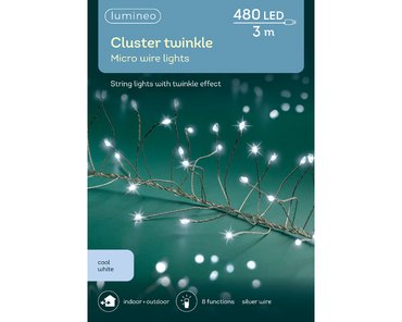 Cluster Twinkle Micro Wire Lights (Cool White, Silver Wire) x480 (L46) - image 1