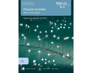 Cluster Twinkle Micro Wire Lights (Cool White, Silver Wire) x960 (L46)