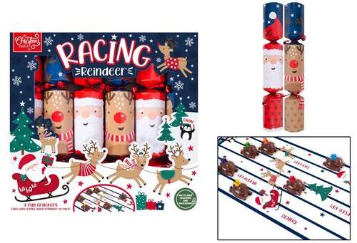 Crackers x 6 Racing Reindeer 12"