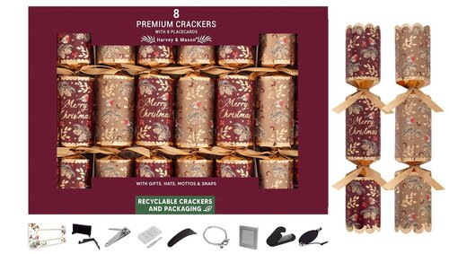 Crackers x 8 Premium Burgundy Robin 12.5"