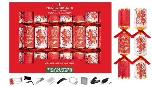 Crackers x 8 Premium Red Poinsettia 12.5"