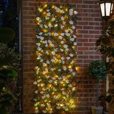 Faux 50 LED Solar InLit Hydrangea Trellis 180x60cm - image 1