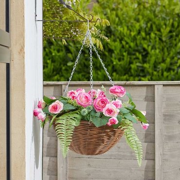 Faux Topiary Pink Perfection Basket 35cm - image 1