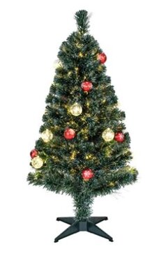 Fibre Optic Artificial Christmas Tree with Baubles (120cm)