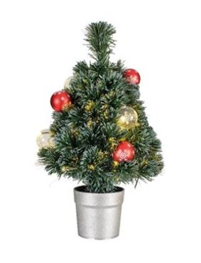 Fibre Optic Artificial Christmas Tree with Baubles (90cm)