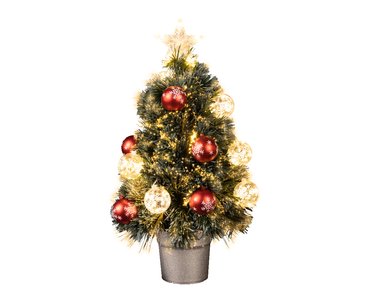 Fibre Optic Tree Artificial Christmas Tree with Baubles (60cm)