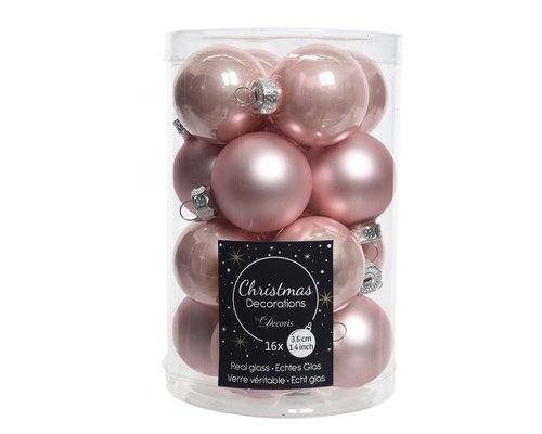 Glass Ball x 16 Blush Pink 3.5cm - image 1