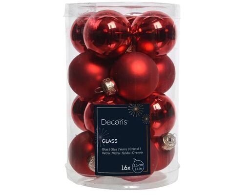 Glass Ball x 16 Christmas Red 3.5cm - image 1