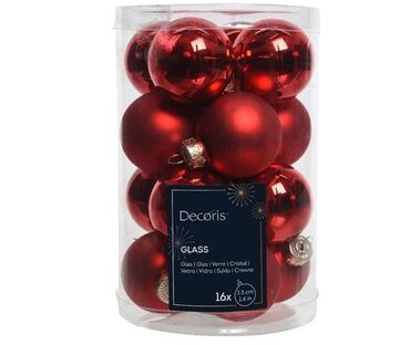 Glass Ball x 16 Christmas Red 3.5cm - image 1