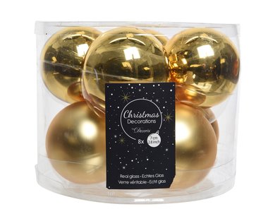 Glass Ball x 8 Light Gold 7cm - image 1