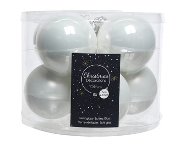 Glass Ball x 8 Winter White 7cm - image 1