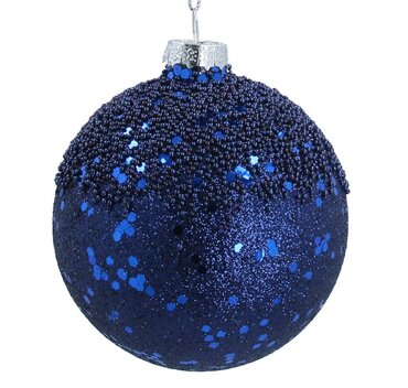 Glass Ball Dark Blue Sparkle/Beaded