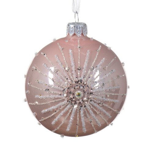 Glass Ball Pink w/Starburst 8cm