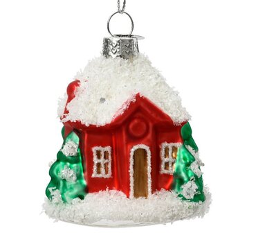 Glass Tree Dec House Red/White