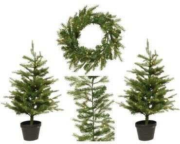 Grandis Pre-Lit Wreath, Garland & Trees Set - image 1