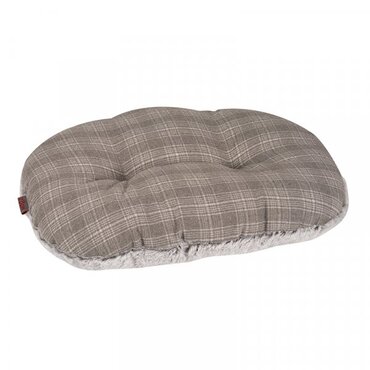 Grey Plaid Oval Cushion Med - image 2