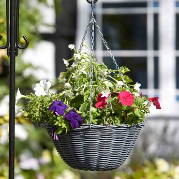 Hanging Basket 14" Slate Faux Rattan - image 2