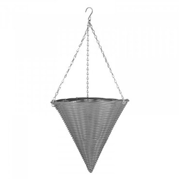 Hanging Cone14" Slate Faux Rattan - image 1