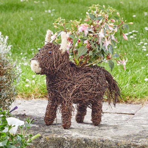 Highland Cow Rattan Planter