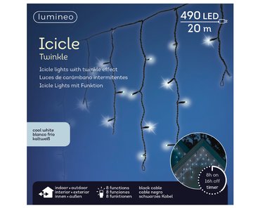 Icicle Lights (Cool White, Black Cable) 20m (L30) - image 1