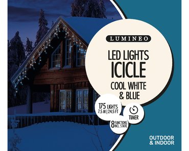 Icicle Lights (Cool White & Blue, Transparent Cable) 7.5m (L26)