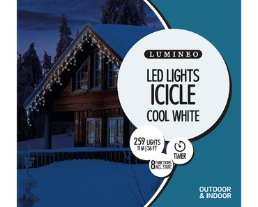 Icicle Lights (Cool White, White Cable) 11m (L27)