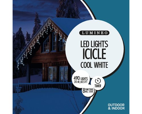 Icicle Lights (Cool White, White Cable) 20m (L27) - image 1