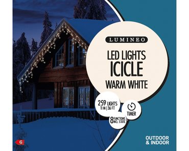 Icicle Lights (Warm White, White Cable) 11m (L28) - image 1