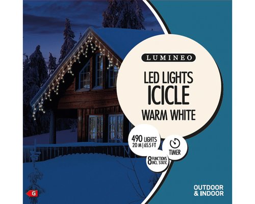 Icicle Lights (Warm White, White Cable) 20m (L28) - image 1