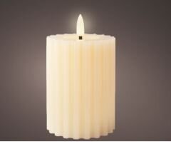 LED Candle Carved Cream 12.30cm Small