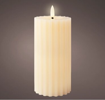 LED Candle Carved  Cream 17.30cm Large