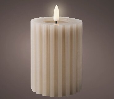 LED Candle Carved Grey 12.30cm BSmall