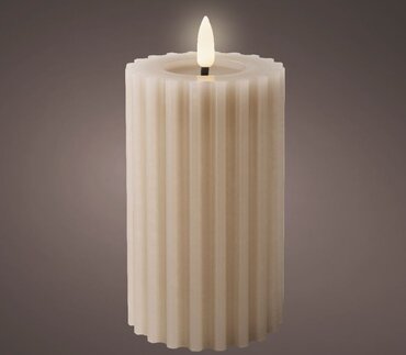 LED Candle Carved Grey 14.80cm Med