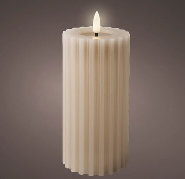 LED Candle Carved Grey 17.30cm Large