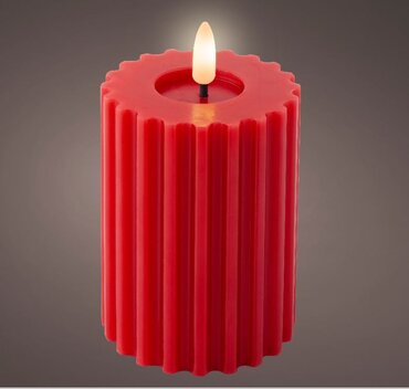 LED Candle Carved Red 12.30cm Small