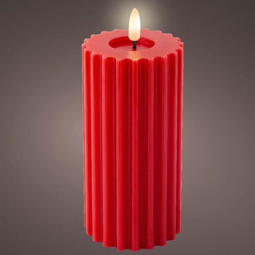 LED Candle Carved Red 17.30cm Large