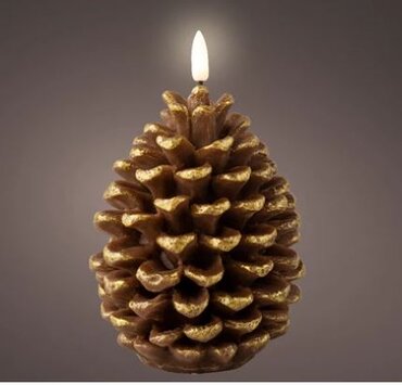 LED candle Pinecone Brown Large