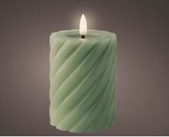 LED Candle Twisted Green 12.30cm  Small