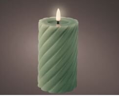 LED Candle Twisted Green 14.80cm  Med