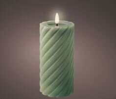 LED Candle Twisted Green 17.30cm  Large