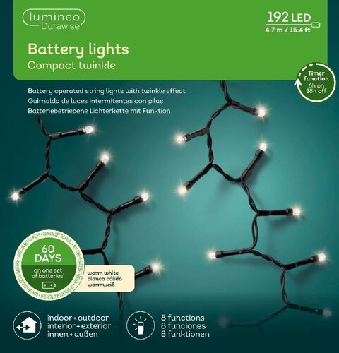 LED Durawise Compact Battery x 192 Warm White/Black Cable - image 1