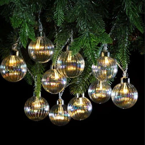 LED Iridescent Bauble Garland x 10