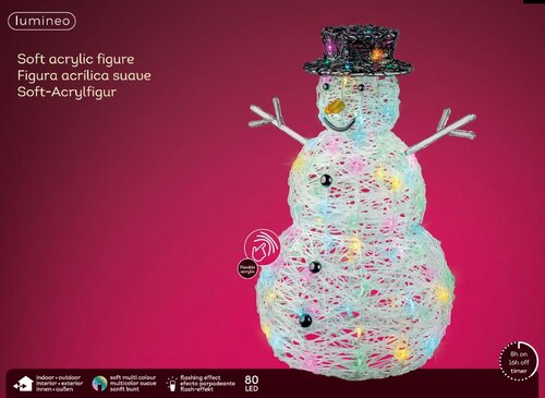 LED Snowman Acrylic Soft Multi 65cm 80L - image 2