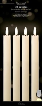 LED Waving Dinner candle Set of 4 Cream 24cm