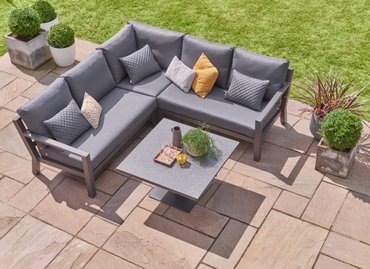 LIFE Timber Petite Corner Suite with Grey Soltex Cushions - image 1