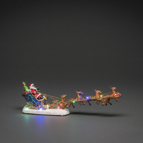 Lit Santa in Sleigh with Reindeer - image 1